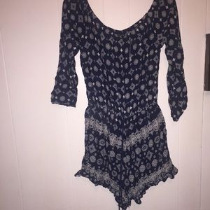 Blue and white romper